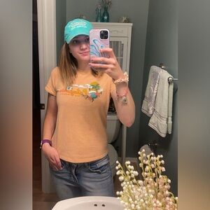 Patagonia Peach Palm Protest Vote Surf Activism Short Sleeve Shirt S